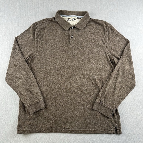 Tasso Elba Other - Tasso Elba Men's Polo Shirt Size Large Brown Long Sleeve Stretchy 100% Cotton